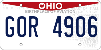 OH license plate GOR4906