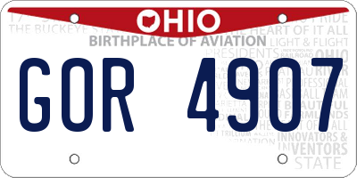 OH license plate GOR4907