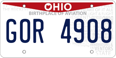 OH license plate GOR4908