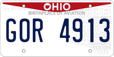 OH license plate GOR4913