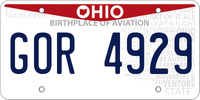 OH license plate GOR4929