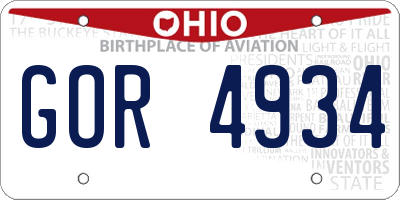 OH license plate GOR4934