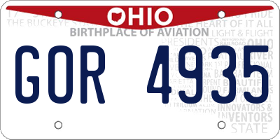 OH license plate GOR4935