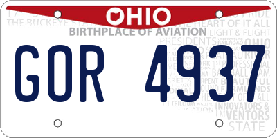 OH license plate GOR4937