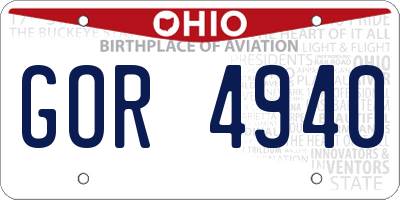 OH license plate GOR4940