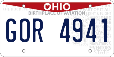 OH license plate GOR4941