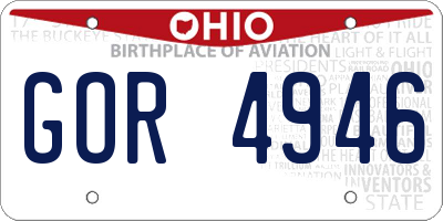 OH license plate GOR4946