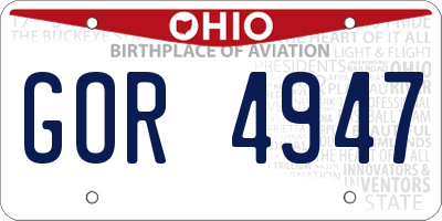 OH license plate GOR4947