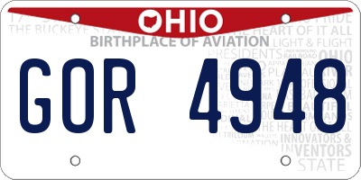 OH license plate GOR4948