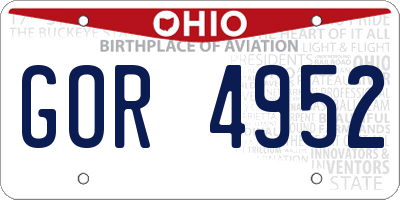 OH license plate GOR4952