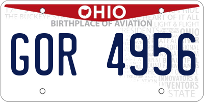OH license plate GOR4956