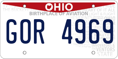OH license plate GOR4969