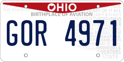 OH license plate GOR4971