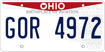 OH license plate GOR4972