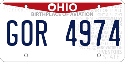 OH license plate GOR4974