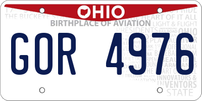 OH license plate GOR4976