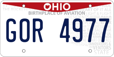 OH license plate GOR4977