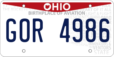 OH license plate GOR4986
