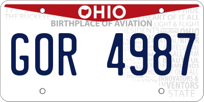 OH license plate GOR4987