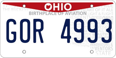 OH license plate GOR4993
