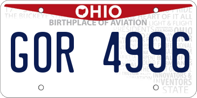 OH license plate GOR4996