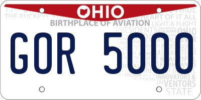 OH license plate GOR5000