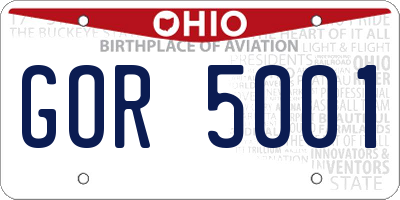 OH license plate GOR5001