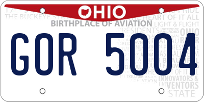 OH license plate GOR5004