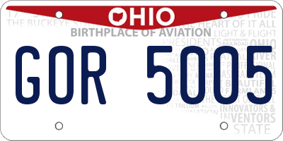 OH license plate GOR5005