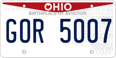 OH license plate GOR5007