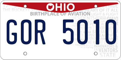 OH license plate GOR5010