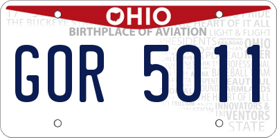 OH license plate GOR5011