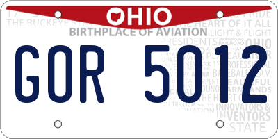 OH license plate GOR5012