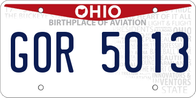 OH license plate GOR5013