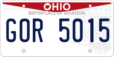 OH license plate GOR5015
