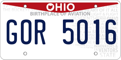 OH license plate GOR5016