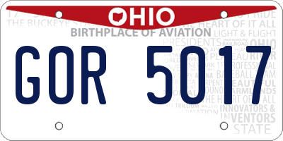 OH license plate GOR5017