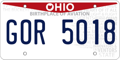 OH license plate GOR5018