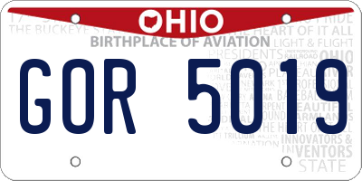 OH license plate GOR5019