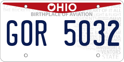 OH license plate GOR5032