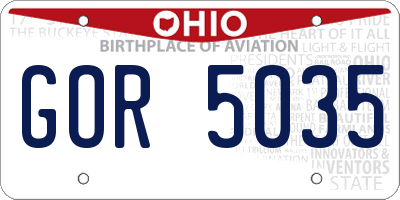 OH license plate GOR5035