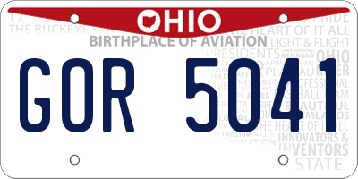 OH license plate GOR5041