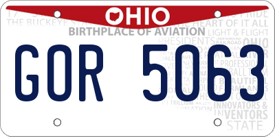 OH license plate GOR5063