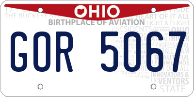 OH license plate GOR5067