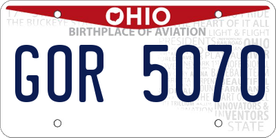 OH license plate GOR5070