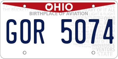 OH license plate GOR5074