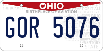 OH license plate GOR5076
