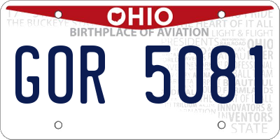OH license plate GOR5081
