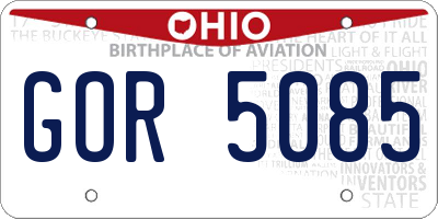 OH license plate GOR5085