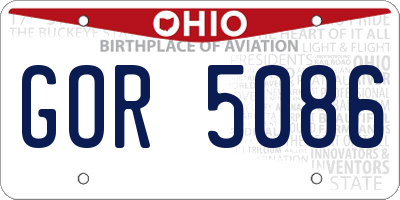 OH license plate GOR5086